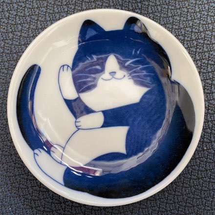 image of Blue and White Cat Dish