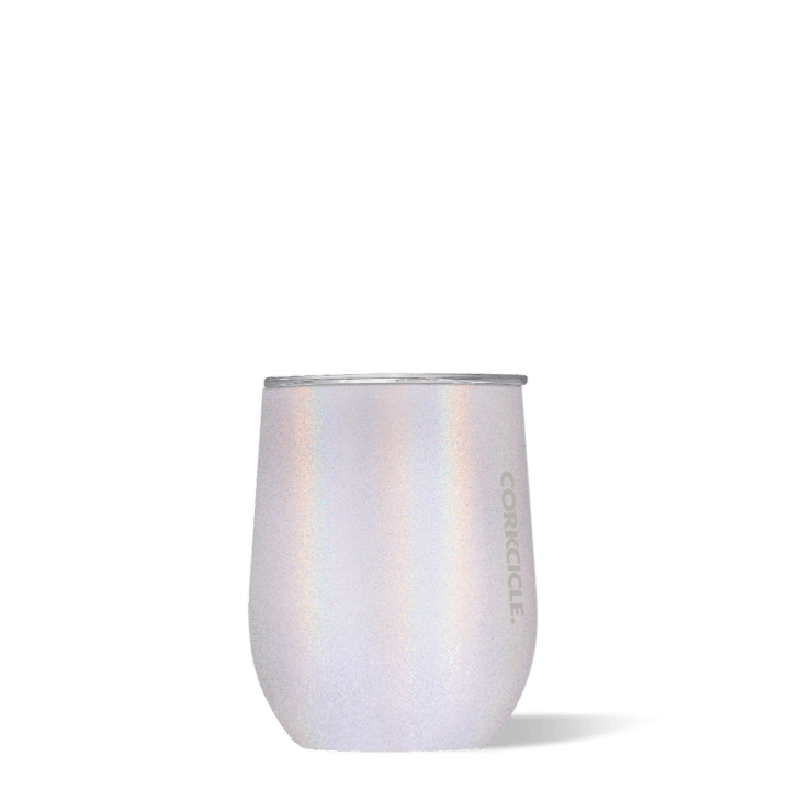 Corkcicle Stemless Wine Glass Tumbler with Lid, Insulated Travel Cup,  Sparkle Unicorn Magic, 12 oz