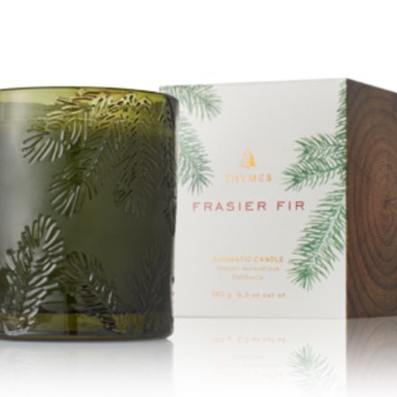 image of Frasier Fir Molded Green Glass Candle