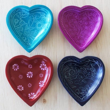 image of Hand Carved Stone Heart Dishes