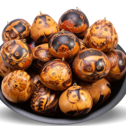 image of Lucuma Designs Cat Gourd Ornaments