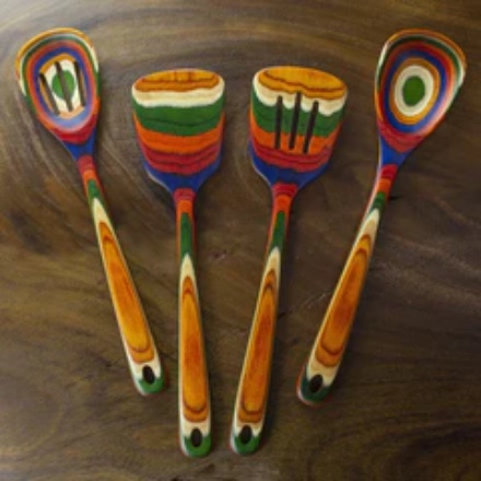 image of Spoons and Turners in Colorful Bamboo