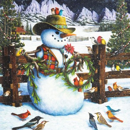 image of Springbok Western Snowman 1,000 Piece Puzzle