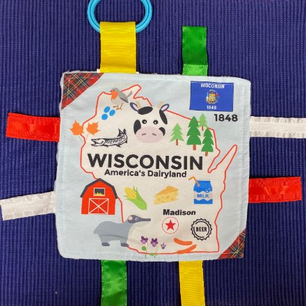image of Wisconsin Sensory Crinkle Square with Tags