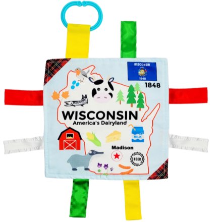 image of Wisconsin Sensory Crinkle Square with Tags