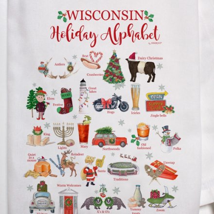 image of Wisconsin Holiday Alphabet Bar Towel