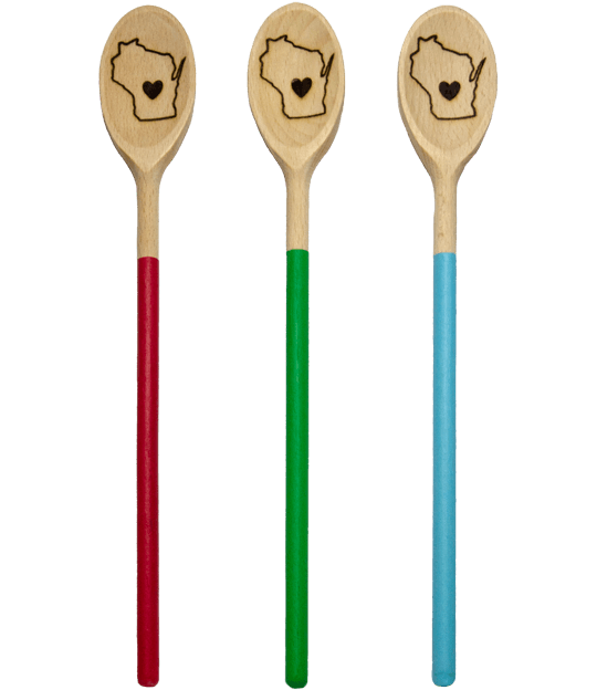Multicolored spoons with smiley-face cut-outs