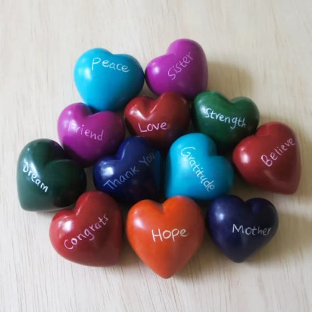 image of Handmade Stone Word Hearts